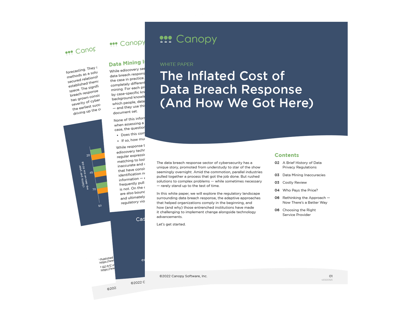 screenshot of the inflated cost of data breach response white paper pages fanned out