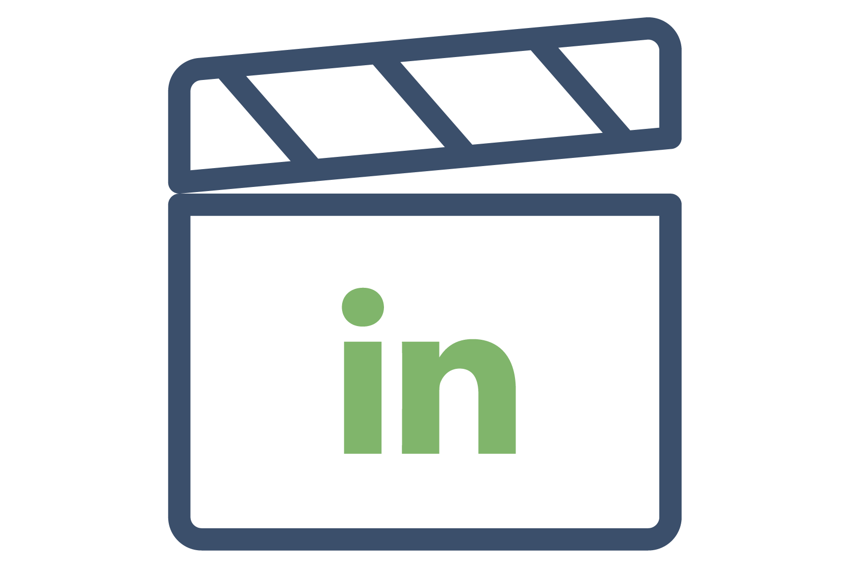 movie clapper icon with linkedin logo in center