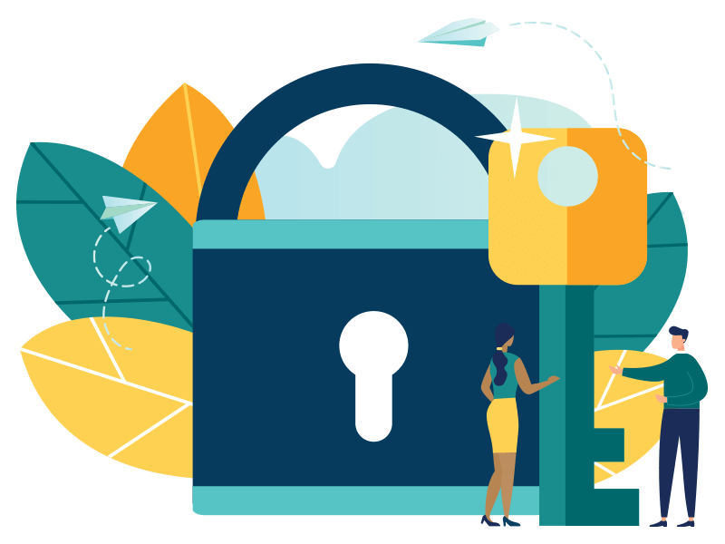 illustration of chief information/privacy officer with lock and key