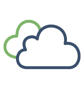 2 cloud line art icons in green and blue
