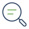magnifying glass icon with text lines