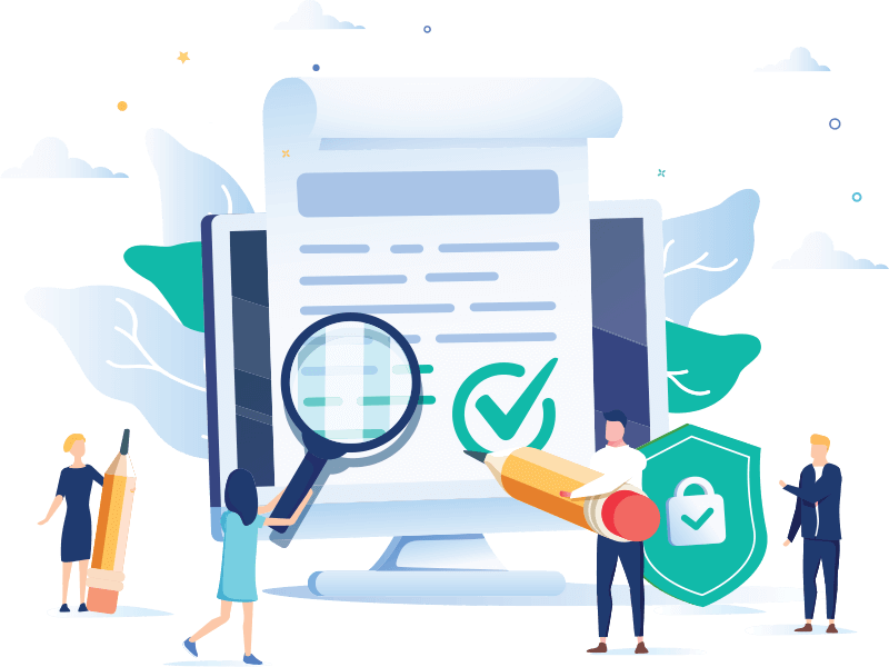 people reviewing document
