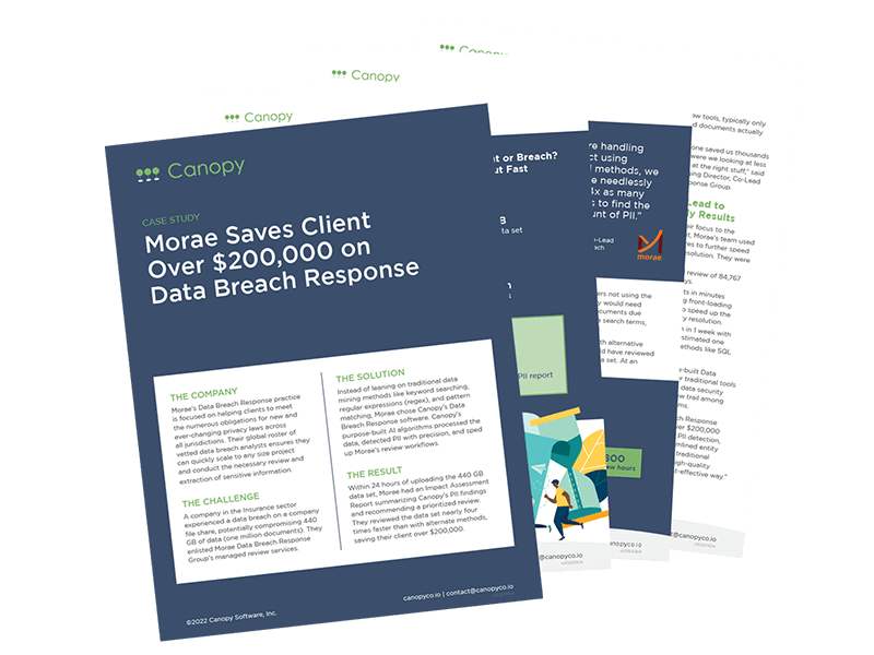 document thumbnail showing case study: morae saves client over $200,000 on data breach response
