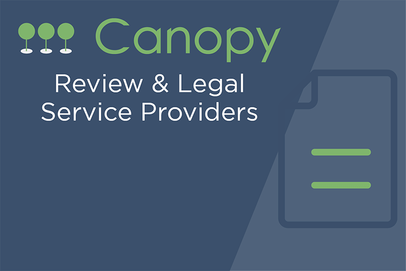 Canopy logo with Review & Legal Service Providers title text with document icon