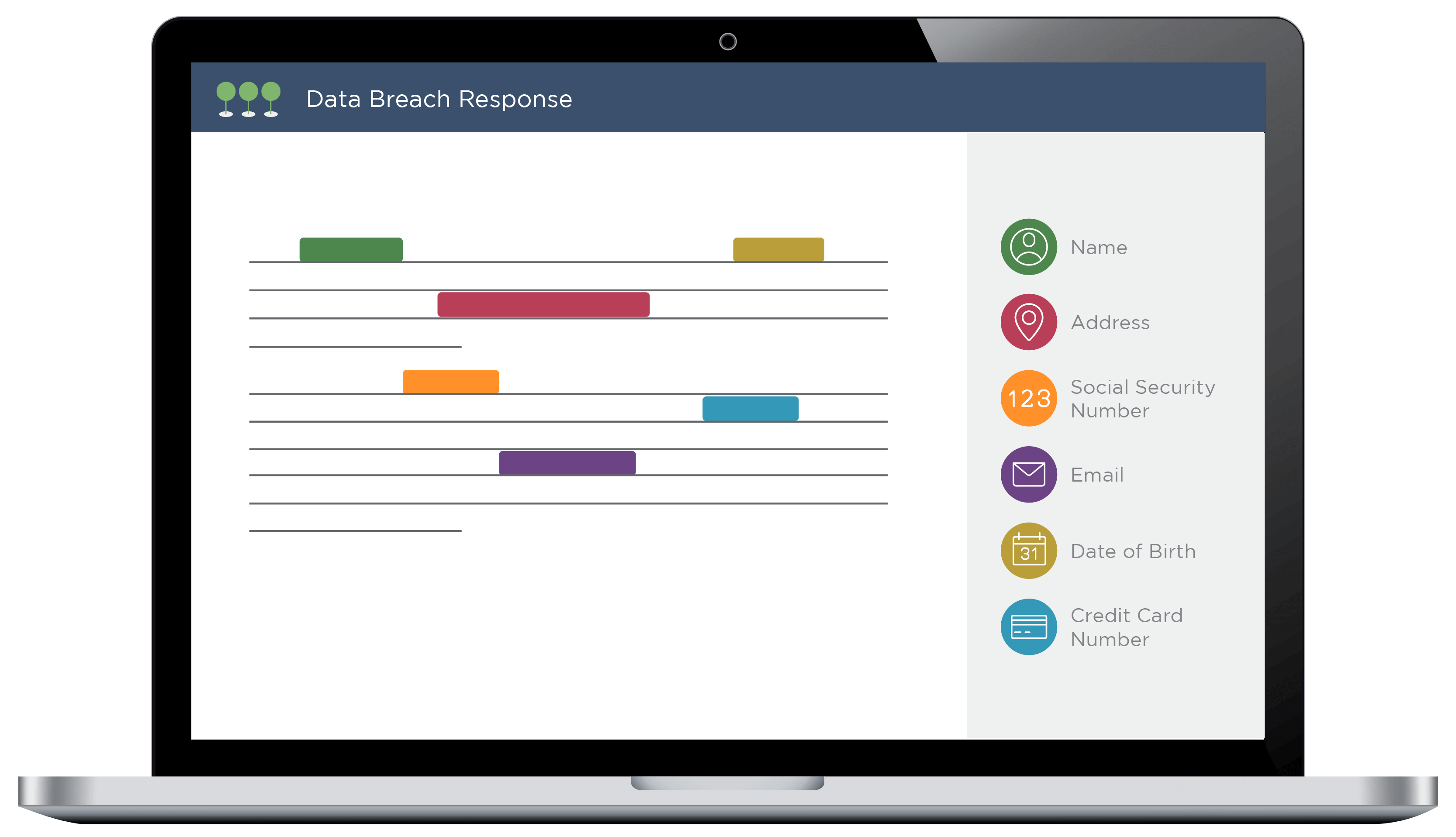 mockup of Canopy application showing the color-coded highlighted PII feature